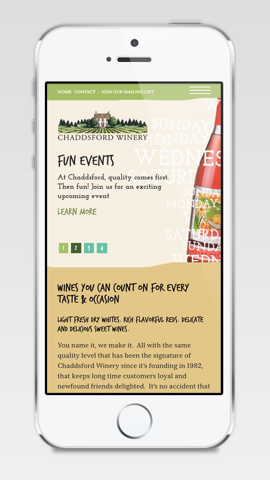 Chaddsford Winery Mobile Version